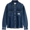 Minimalist Pocket Distressed Loose Denim Long Sleeve Shirt Men Shirts Denim-Blue J325558