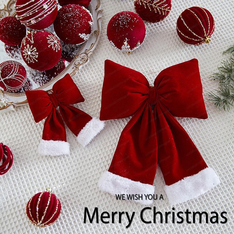 Household bow large pendant photo atmosphere props atmosphere manufacturing flocking bow Christmas tree decoration