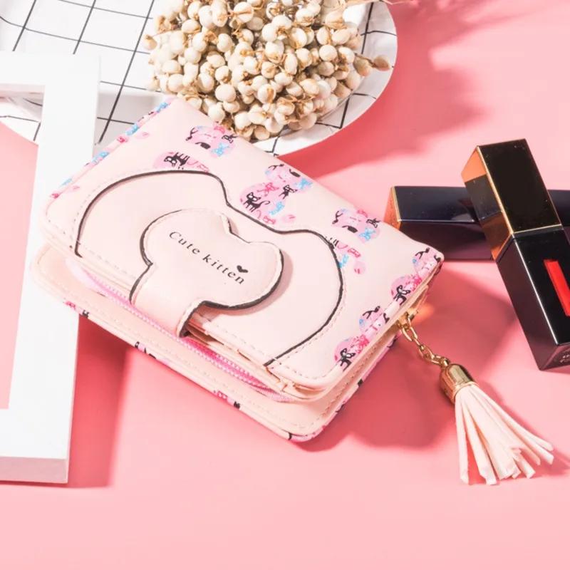 

Women Cute Cat Wallet Small Zipper Girl Wallet Brand Designed Pu Leather Women Coin Purse Female Card Holder Wallet