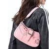 Vintage Y2K Schultertasche PU-Leder Silberne Kette Unterarmtasche Pendler Handtasche Damen