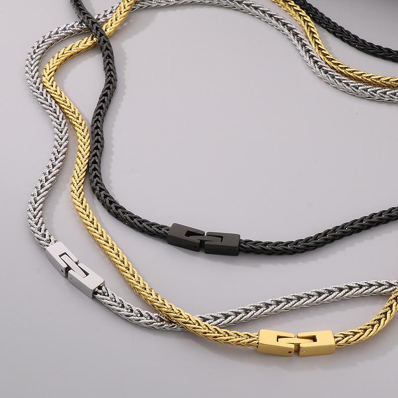 Keel Chain Bracelet, Hip Hop Street Stainless Steel Jewelry Buckle Encrypted Chain Men's Suit Jewelry