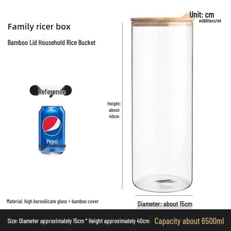 Borosilicate Glass Storage Jar with Bamboo Lid for Cereals, Grains, and Coffee Beans