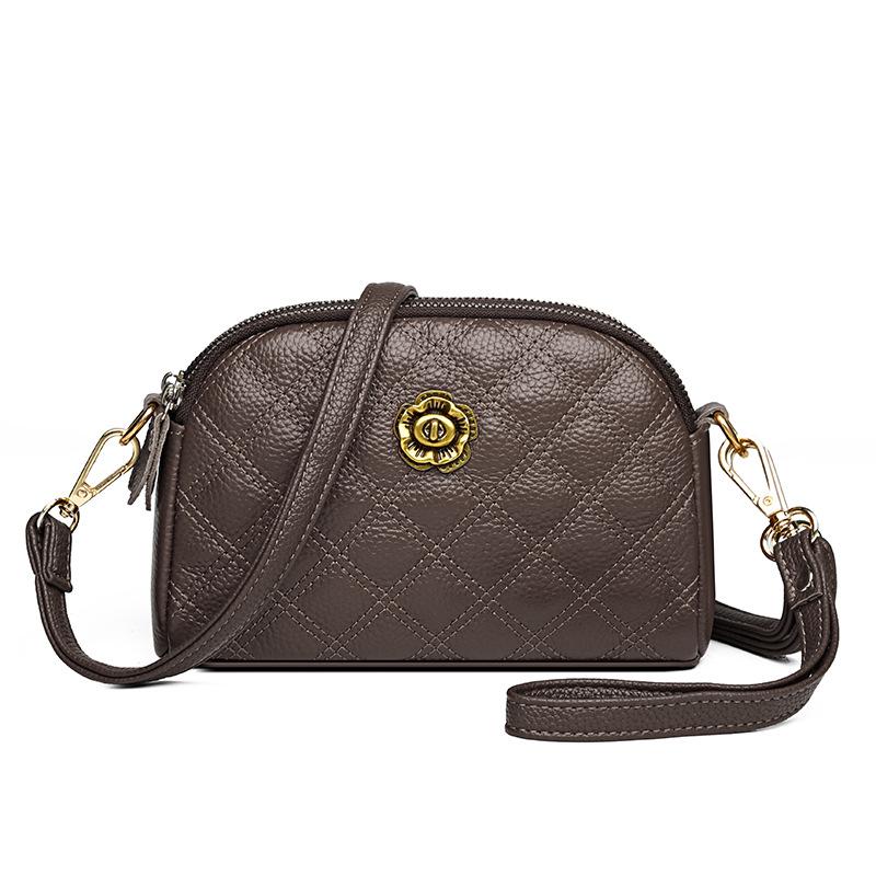 

Женская сумка из натуральной кожи, модная маленькая сумка с вышивкой, сумка через плечо на одном плече, сумка для мобильного телефона кофейный