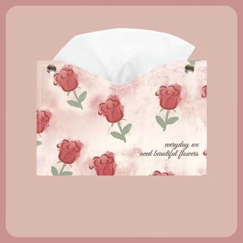 LIEI Acrylic Oil Painting Floral Tissue Box