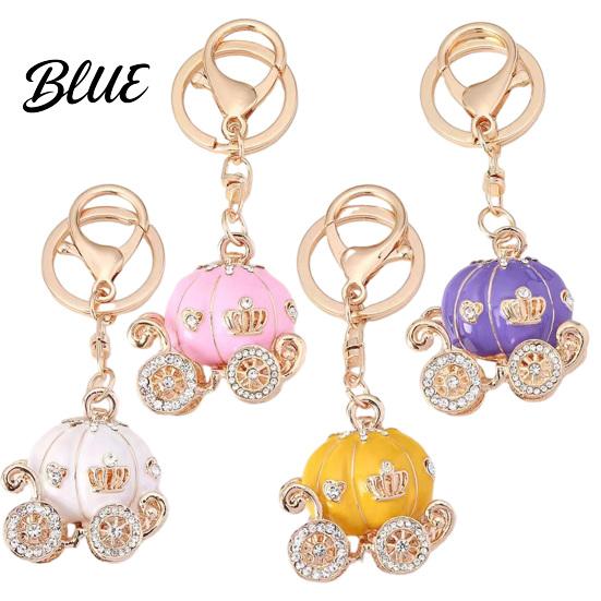 Girlfriend Keychain Gift Pendant Sparkling Rhinestones Pumpkin Carriage Shape Charm