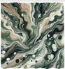 Olive Green Shower Curtain, Contemporary Abstract Swirling Lines and Roundy Details Marble Print, Cloth Fabric Bathroo