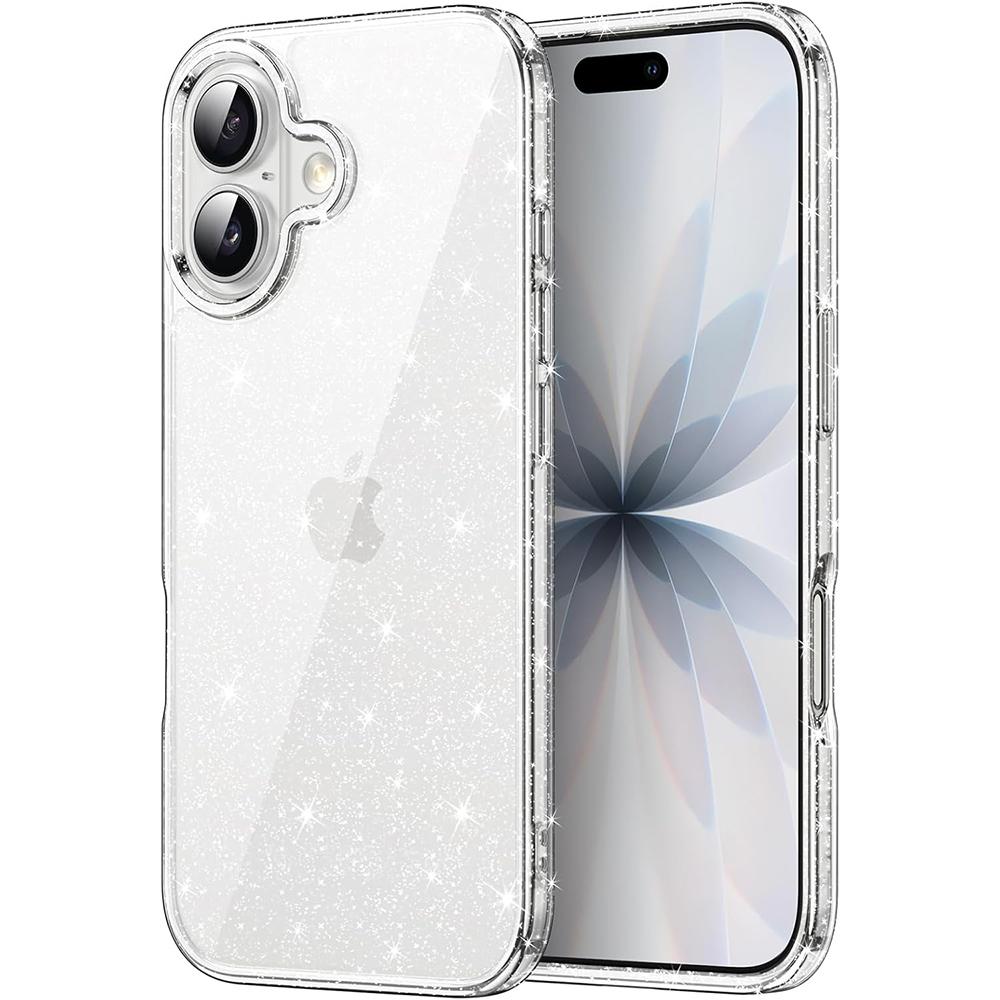 

Glitter Case for iPhone 17 Air 16E 16 E 15 Pro Max 14 Plus 13 12 11 Bling Sparkle Shockproof Phone Bumper Cover Cute Sparkly for Women and Girls Clear For iPhone Air чистый