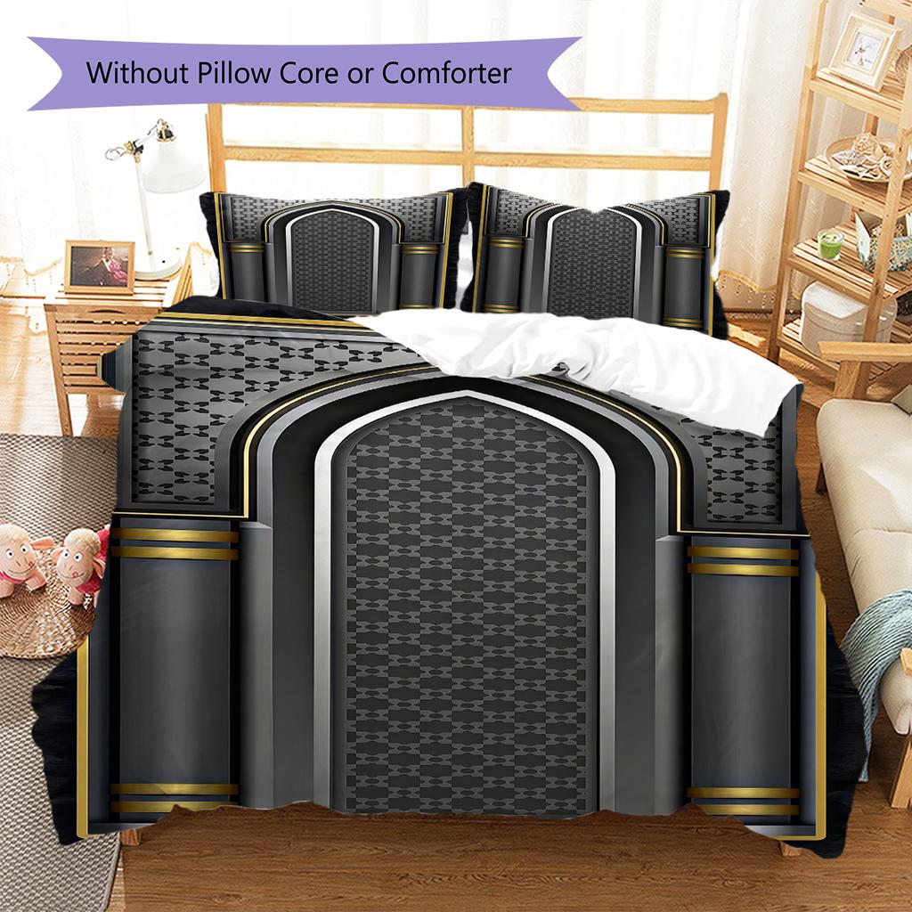 Muslim Pattern Bedding,Quilt Set Quilt Cover Pillowcase Home Birthday Gift (1 * duvet cover + 2 * pillowcase, without core)