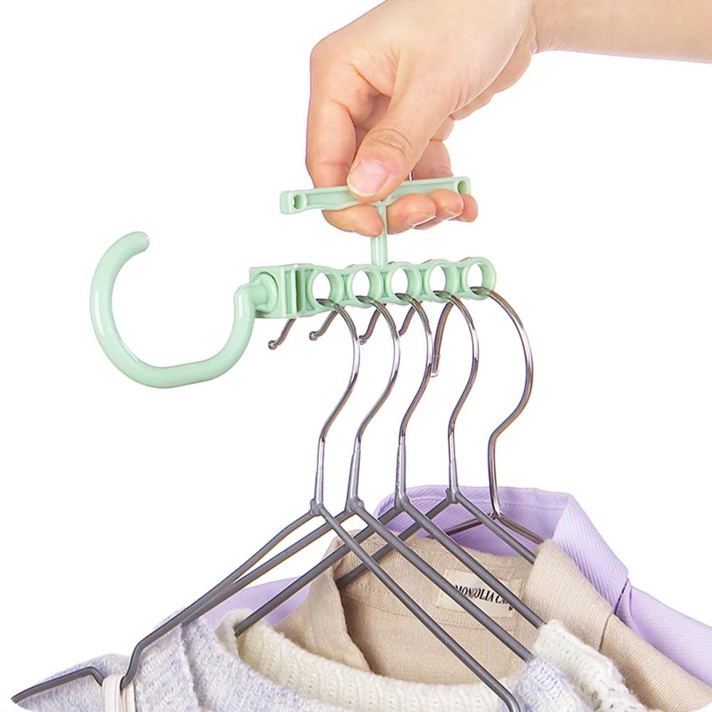 Plastic 5 Circle Multilayer Windproof Clothes Hanger Organizer Fixed Holder Storage Racks Buckle Hanger Anti-Slip Home