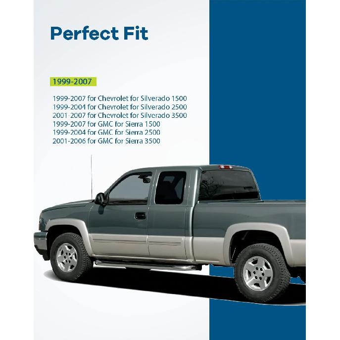 LUJUNTEC Exterior Door Handle Rear Driver Left Side Replacement for 1999-2007 for Chevrolet Silverado for GMC Sierra Extended Cab Black