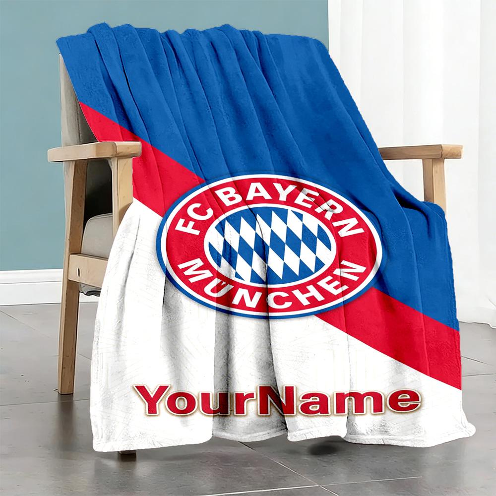 Bayern Munich Personalized Text Blanket Lightweight Customizable Blanket Warmthful Decor Perfect for Seaside Home Decor Chair Bedding for All Occasion