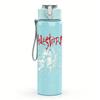 1PC Faint vintage band sketch print 750ml colorful plastic sports water bottle leakproof pop up lid with straw for outdoor work home use