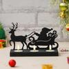 Santa Clause with Reindeer Sleigh Showpiece Decorative Tea Light Candle Holders(Wooden, Black)Tea Light Holders|Christmas Decoration Items