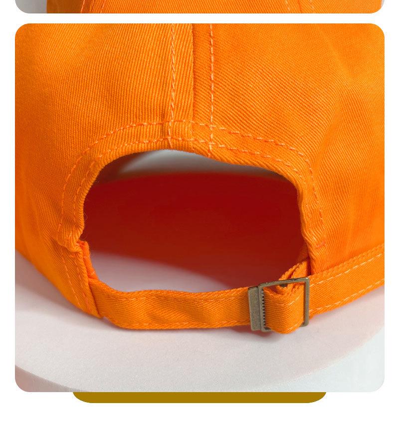Unisex Designer Orange Duckbill Cap with Cute Letter Embroidery - Stylish Sun Hat for a Slimmer Look