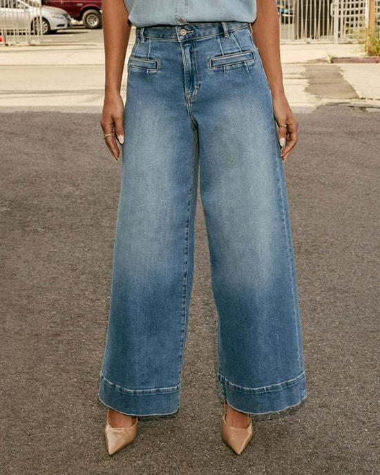 

High-Waisted Retro Straight-Leg Jeans for Women, Spring 2025 - Slimming Wide-Leg Style XL синій