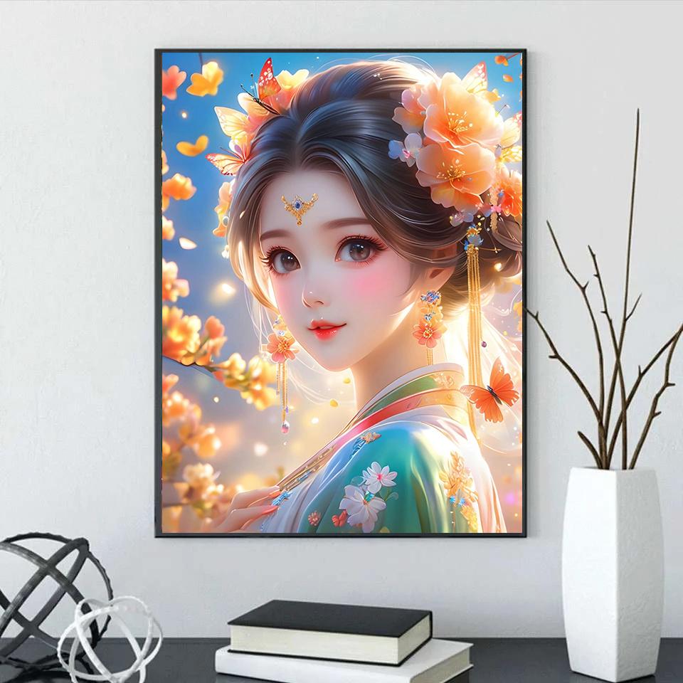 5D DIY Diamond Painting Beautiful Woman Painting Diamond Embroidery Cross Stitch Set Full Rhinestone Home Decoration