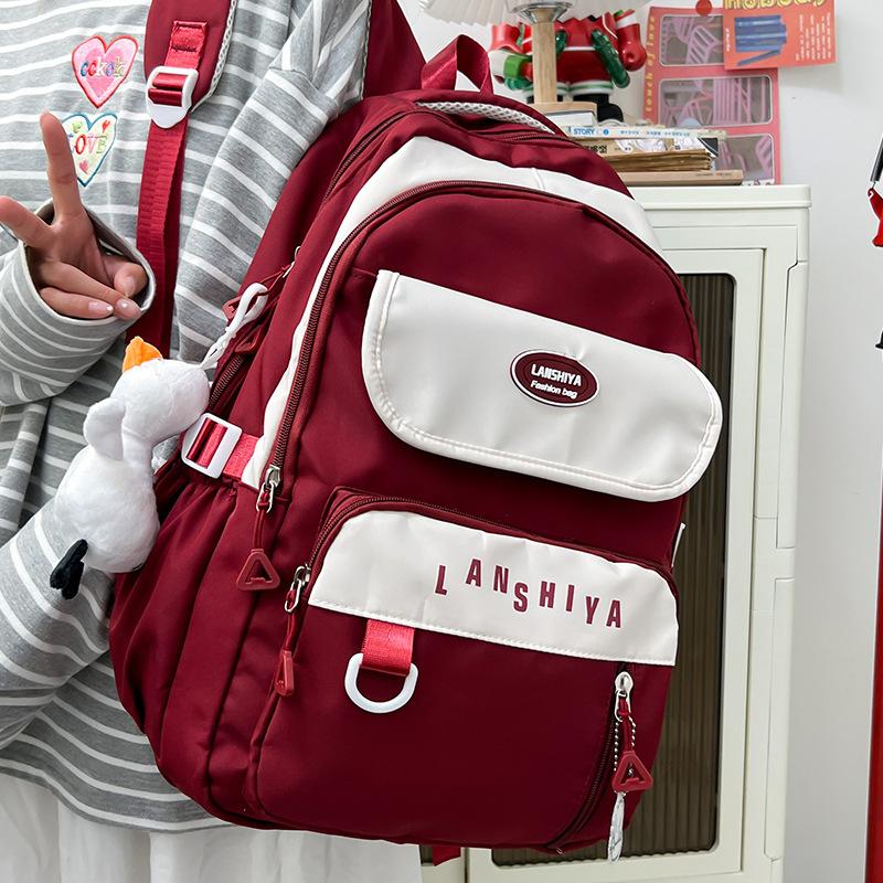 Korean Version of Simple Primary School Schoolbag Female Junior High School High School Light Leisure Backpack Outdoor Travel Large Capacity Backpack
