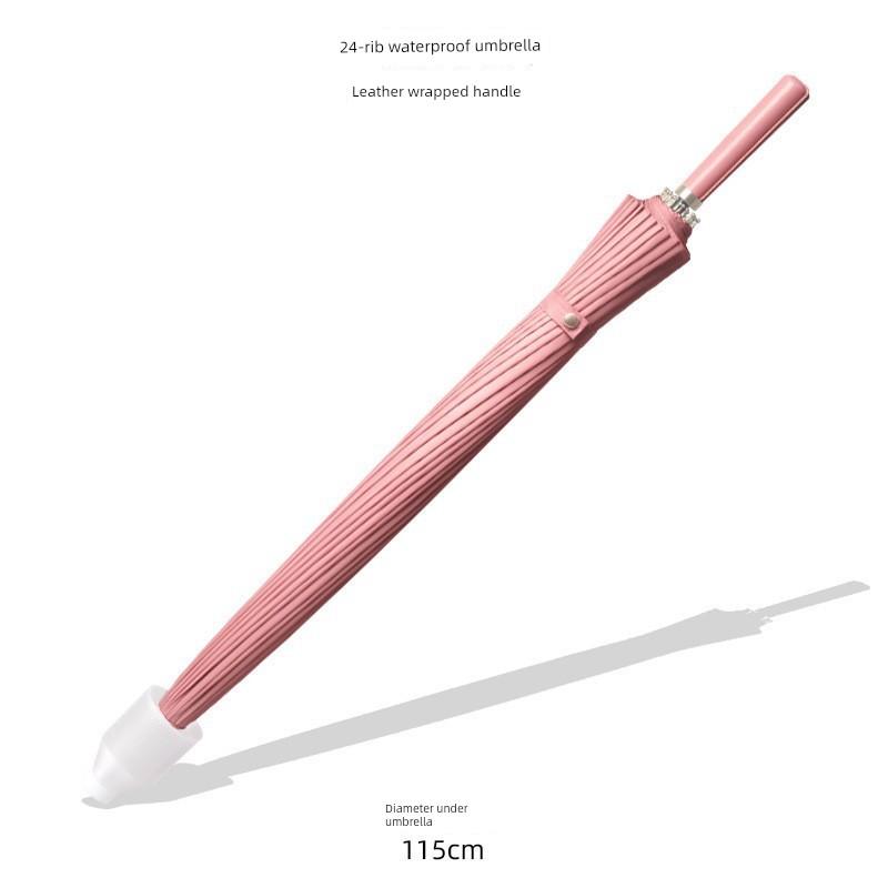 24-Rib Waterproof Umbrella, Double-Sized Reinforced Long-Handle Umbrella for Men, Wind-Resistant, Extra-Large Three-Person Straight Umbrella
