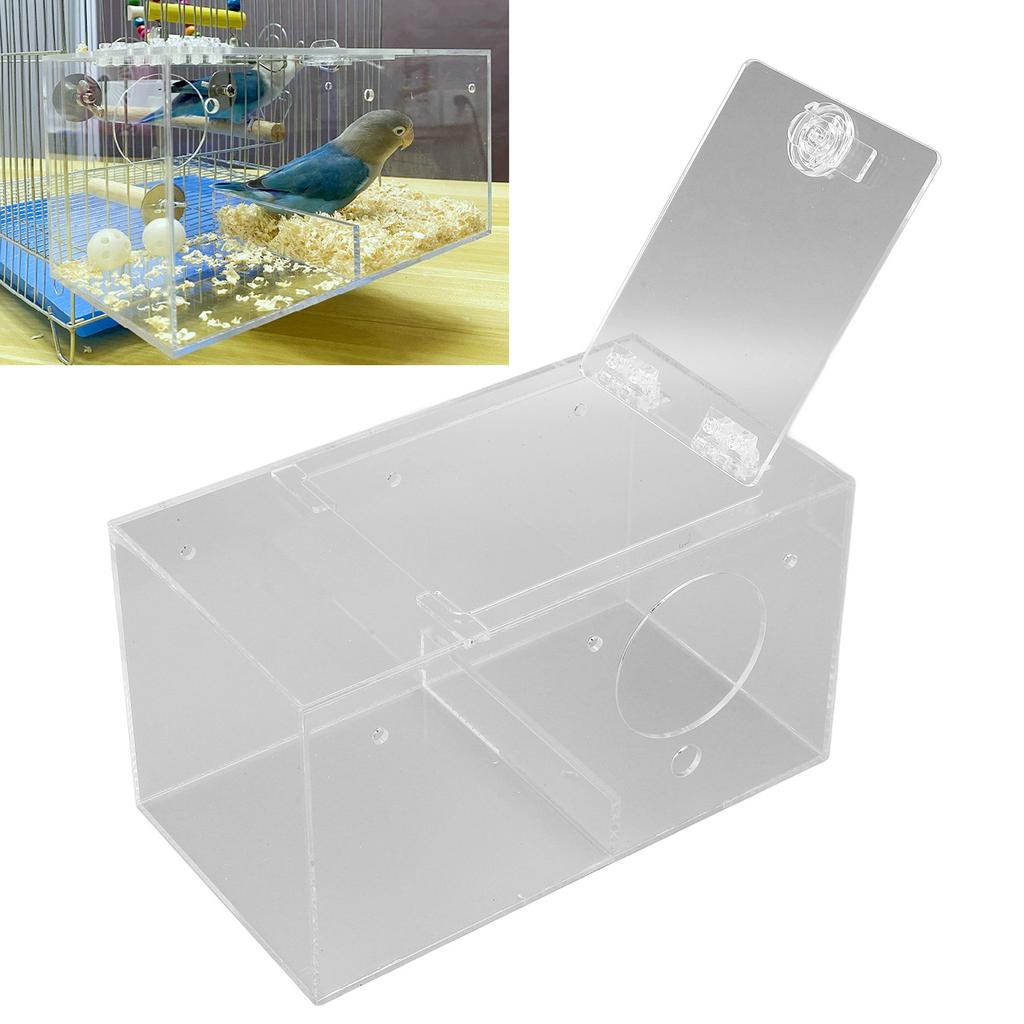 Acrylic Bird Breeding Box Transparent   Nesting Box with Standing Pole and Padding for All Seasons
