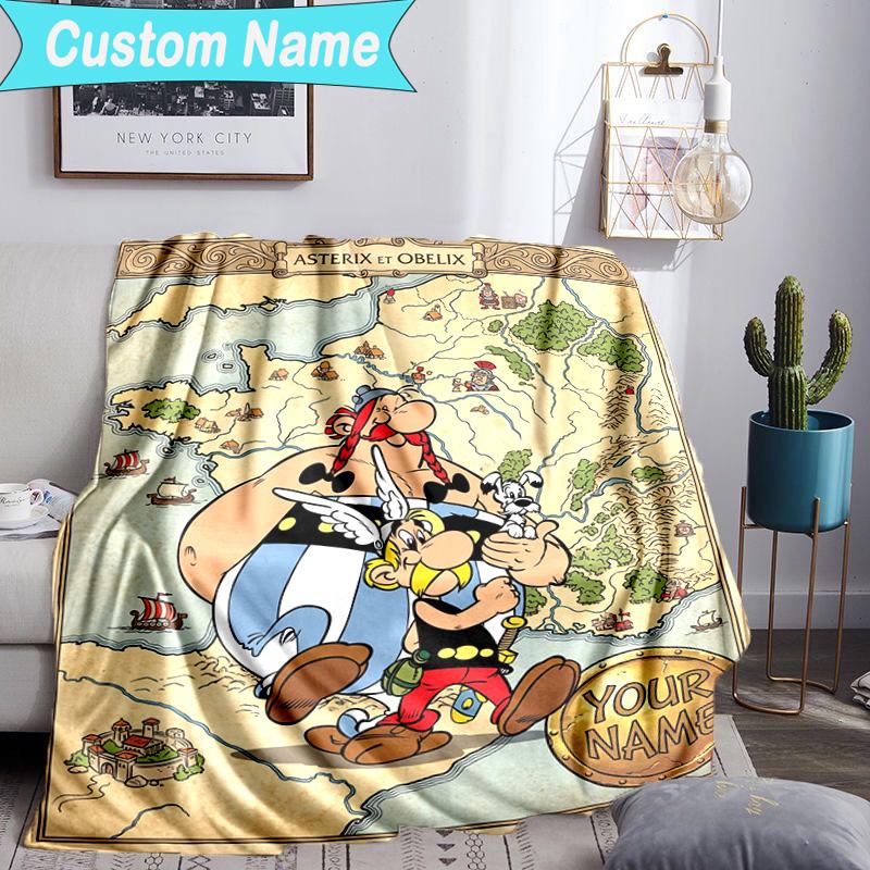 Custom Name Blanket Asterix Friends Blanket Bedding Blanket for Travel, Camping, Living Rooms, Offices, Sofas, Fan Christmas Gift