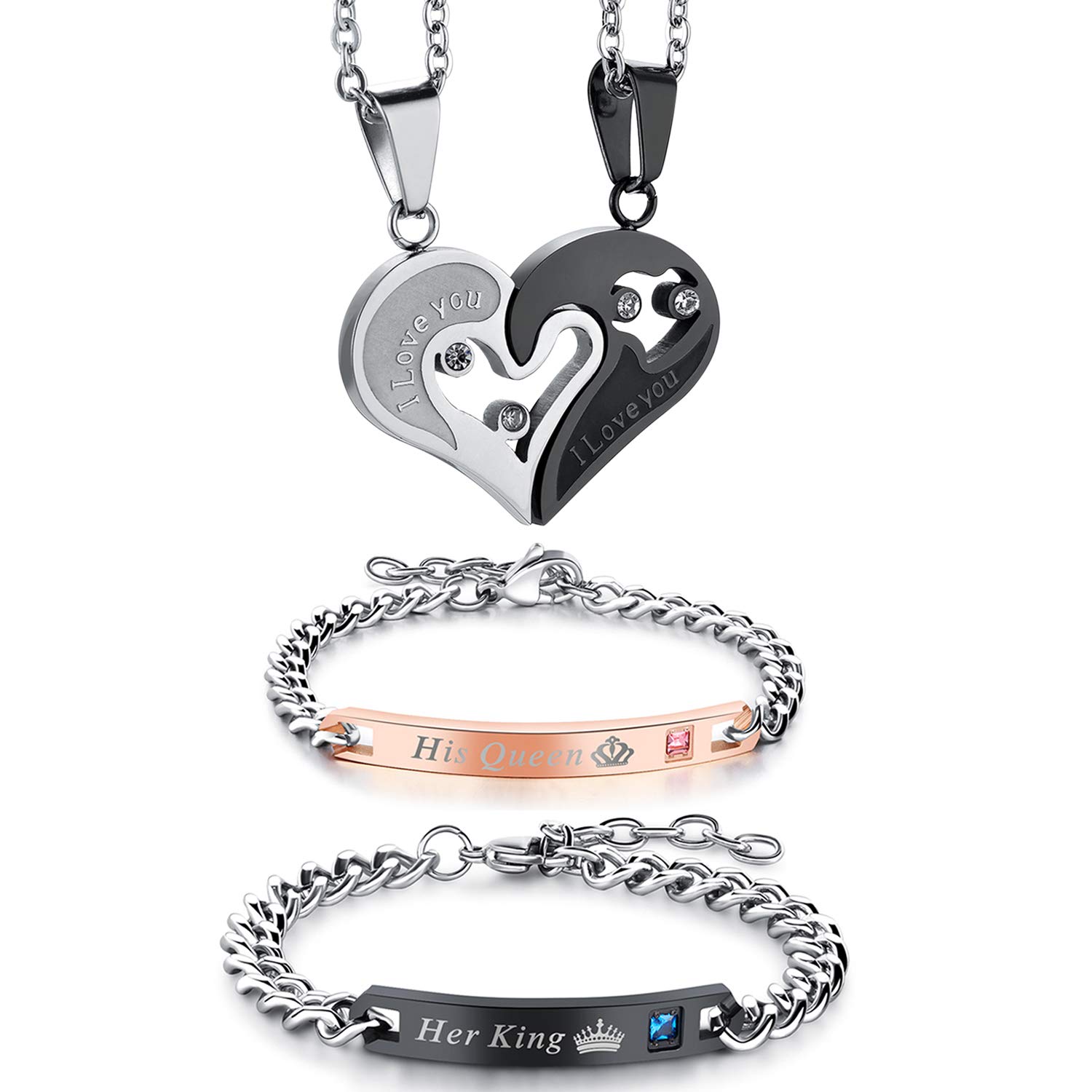 

Pair Pair Popular for Stainless Metal Couple White Present [Oidea] Necklaces, Bracelets, Couples, Men s, Women s, Steel, Allergy, Accessories, чорний