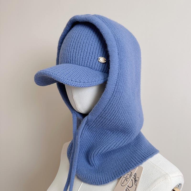 Scarf neck cover integrated versatile thickened autumn and winter fake collar hat women's ear protectors knitted hat hooded collar wool hat