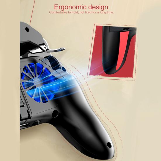 H10 4-Finger Dual Cooling Fan Wired Game Controller Joystick Gamepad for Phone