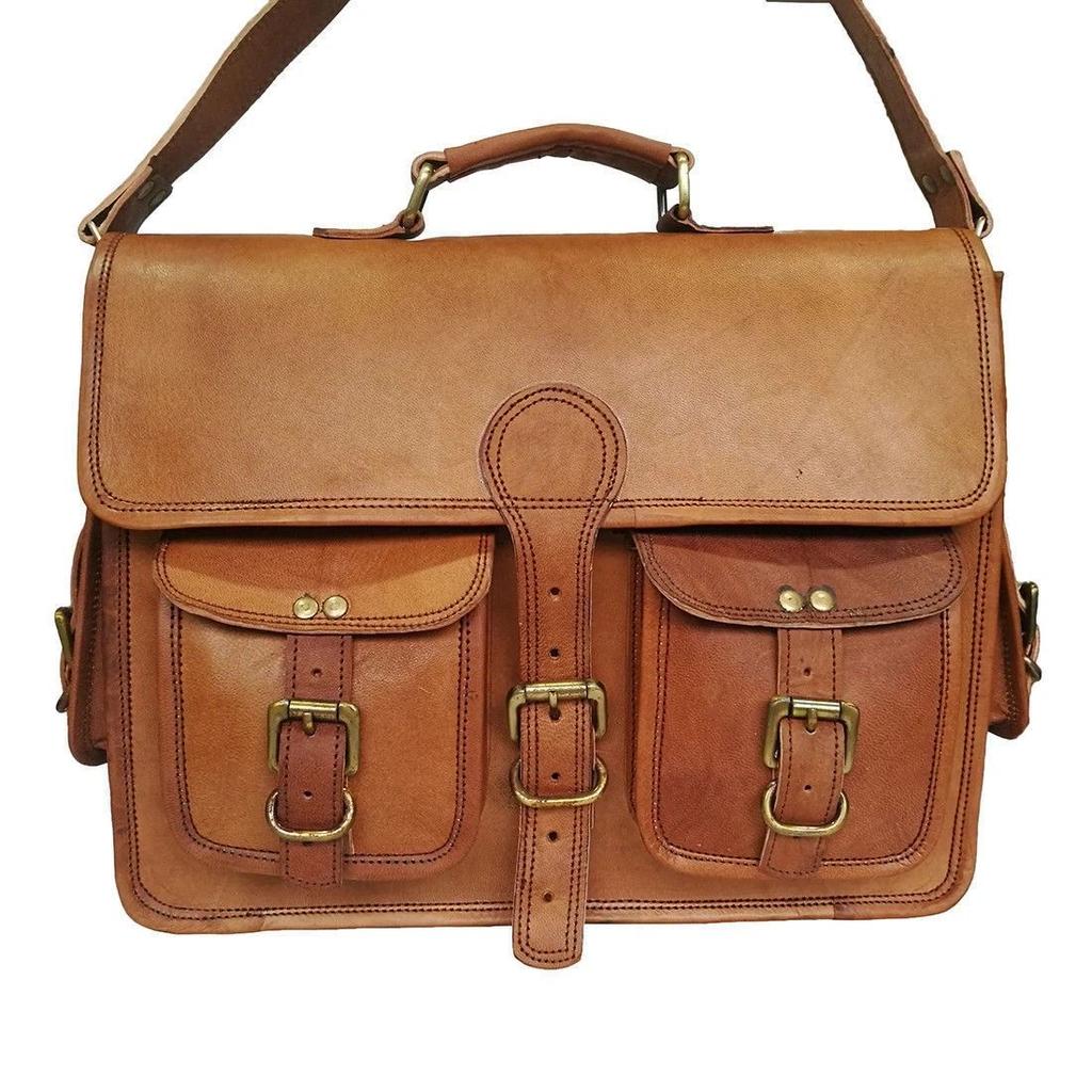 Men's Distressed Vintage Leather Briefcase Satchel Messenger Work Laptop Bag