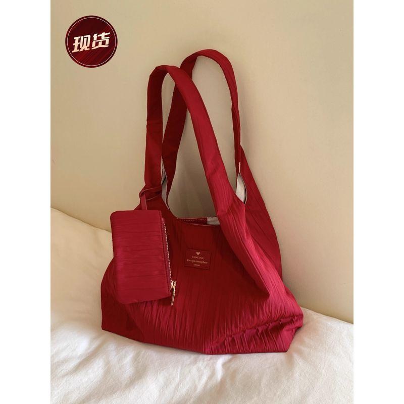 

South Wind Chio2nd Modern New York Tote Bag Women s Lazy Relaxed Feeling Ruched Red Large Capacity Shoulder Bag