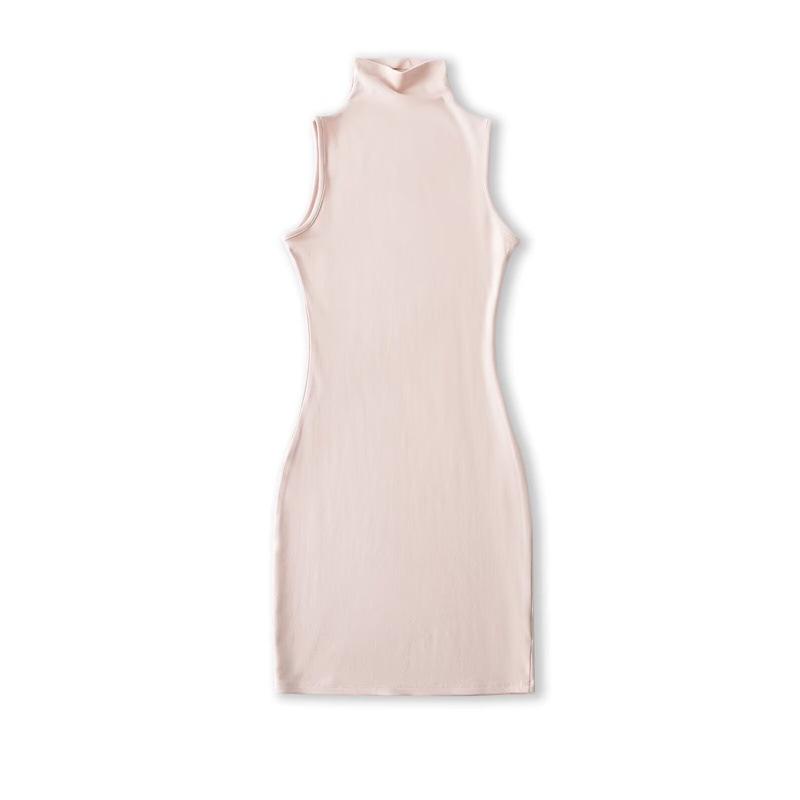 Women's Sleeveless Bodycon Dress: Retro, Mature Style, Stretchy, Slim-Fit, High-Neck, Sexy Short Skirt