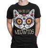 Skurriler Katzen-Totenkopf Tag der Toten Herren T-Shirt Freundliche Lebendige Farben #DOTD