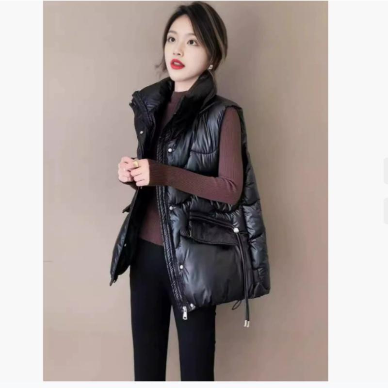 

Жилет Женский Модный Тренд Жилет в Западном Стиле Блестящий Одноразовый Жилет Хлопковая Одежда M