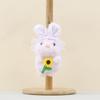 Flower Bunny Holding Plush Doll Keychain Cartoon Plush Toy Decoration Bag