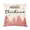 Pink Elk Christmas Cushion Cover Polyester Letter Print Holiday Decoration Living Room Sofa Cushion Cover Cushion Cover