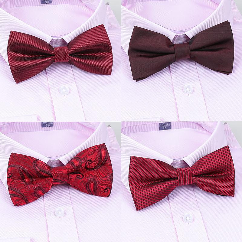 Bow Tie Wedding Male, Korean Groom Wedding Best Man Men British Bow Tie Burgundy Bow Red Bow Tie