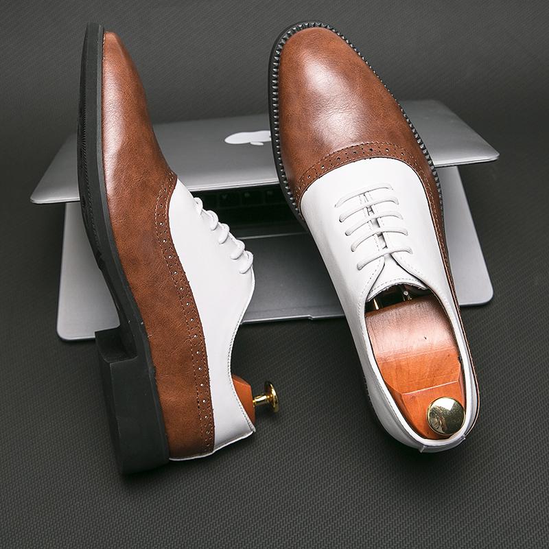 Fashion Mens Luxury Business Shoes Brogue Lace-up Mens Shoe Outdoor Casual British Style Contrast Oxford Shoes Mens Office Shoes