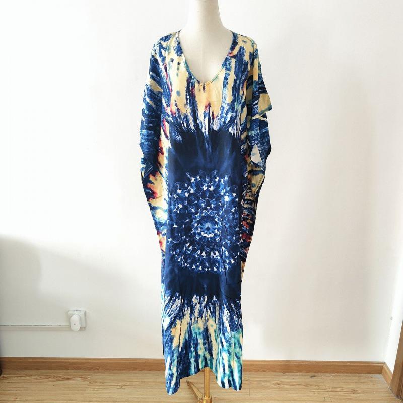2022 European & American Beach Cover-up: Printed Long Robe & Bikini Sun Protection Dress