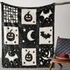 Cozy Flannel Halloween Blanket – Pumpkin & Bat Design, Soft Warm Throw for Couch, Bed, Car, Office, Camping, All-Season Gift