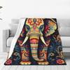 Ethnic Style Elephant Pattern Blankets Soft Warm Flannel Throw Blanket Bedding for Bed Living Room Picnic Travel Home Sofa
