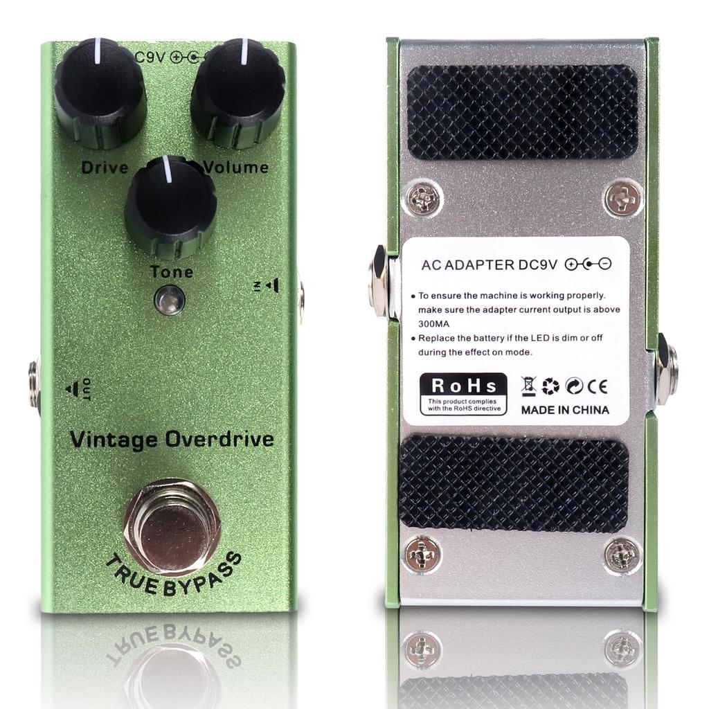 Metalzone VINTAGE OVERDRIVE Electric Guitar Effect Green Pedal, Nickel-Silver Alloy, Equalizer,