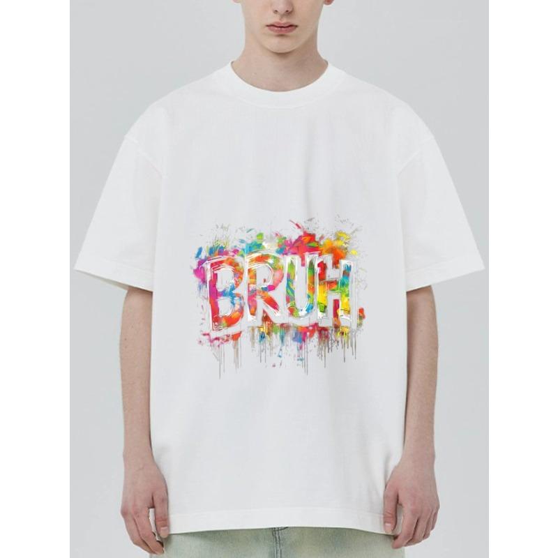 Black T-Shirt with Colorful Bruh Graffiti Print for Casual Wear