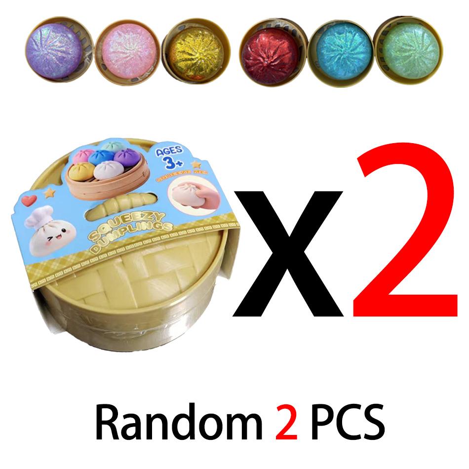 Colorful Stress Relief Balls In Dumpling Squishies Shape Reusable Low Elasticity Toys For Decompression Plastic Stress Balls