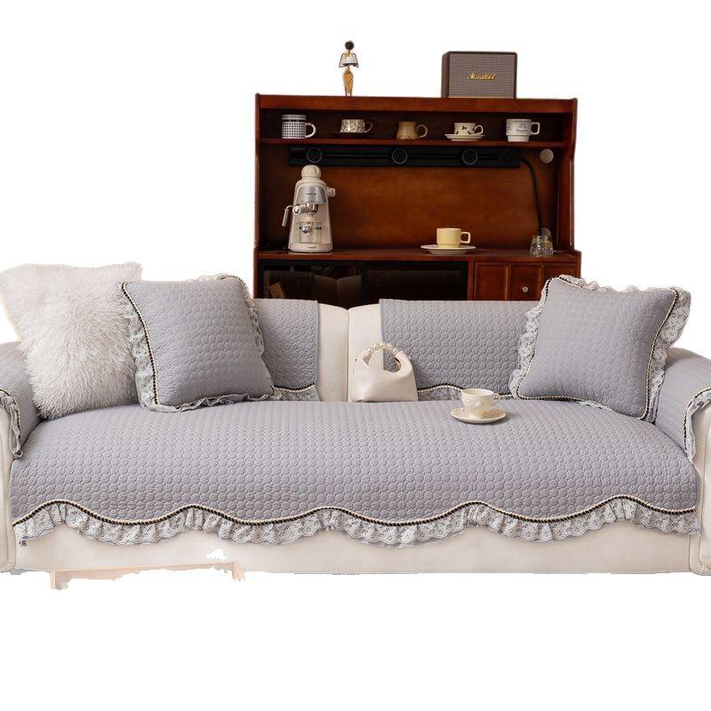 New Pure Cotton Fabric Irregular Sofa Cushion Four Seasons Universal Non-Slip French Cream Wind Seat Cushion Cover Cloth Towel