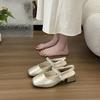 Thick heel Mary Jane bag head sandals female 2025 summer new fairy wind water diamond word with square head shallow mouth single shoes