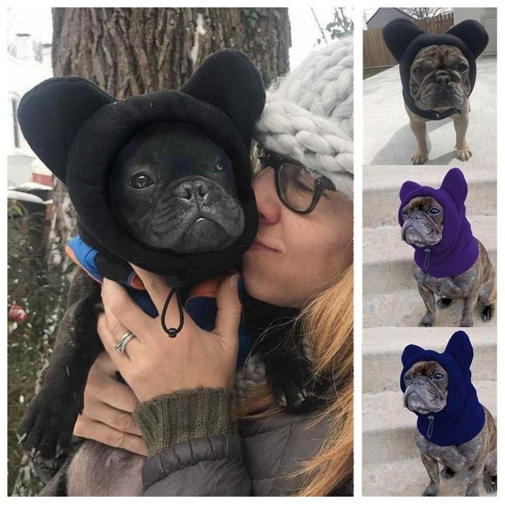 Pets Supplies Solid Color Dog Fleece Hats Soft Cute Dog Ears Hoodie Caps Comfortable Adjustable Dog Warm Caps Outdoor Activities