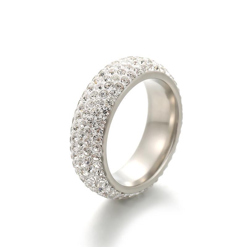 

Кольцо с 5 рядами сферических бриллиантов в европейском и американском стиле для пар - Дизайн из титановой стали и керамической глины для мужчин и женщин. Size 9