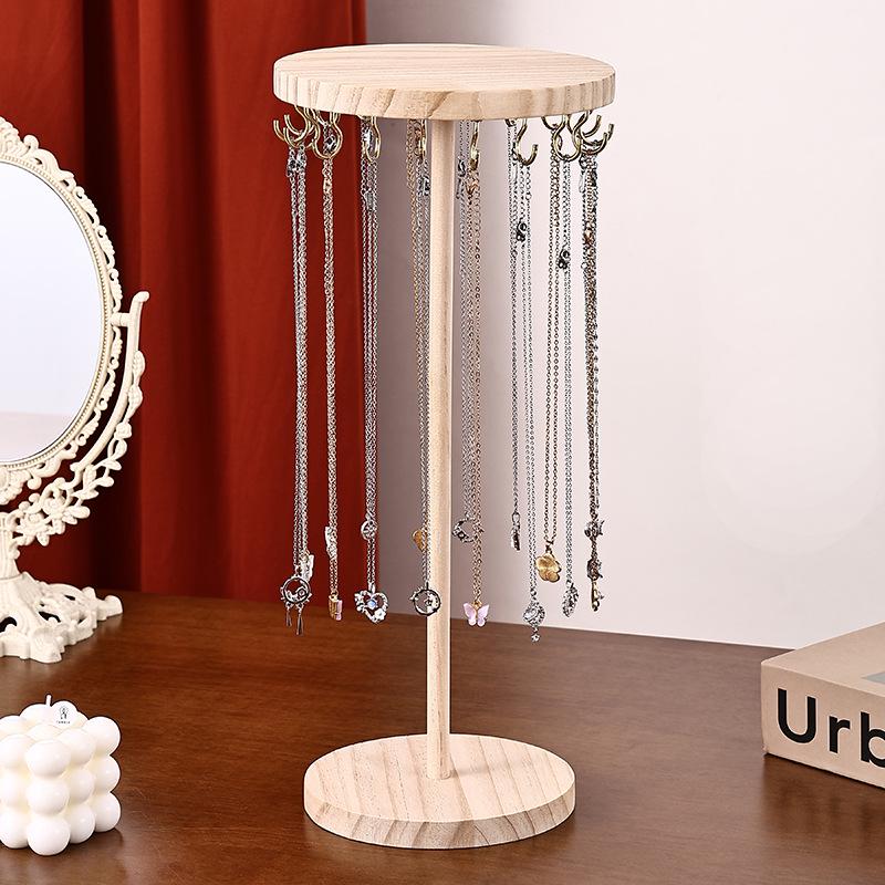 Walnut Jewelry Rack: Stylish Display Stand for Necklaces and Pendants