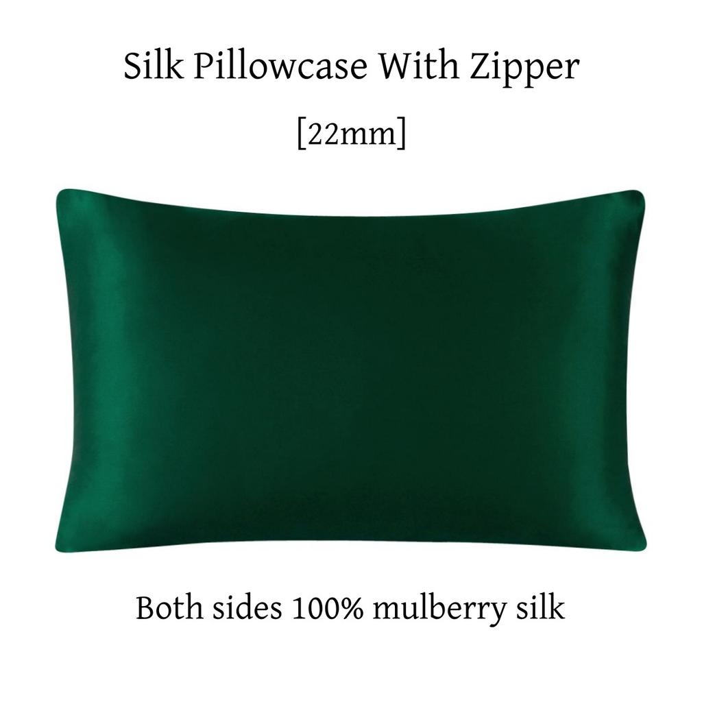 22 Momme Silk Zipper Pillowcase 1pc 100% Nature Mulberry Silk Muticolor Pillow Case For Healthy Standard Queen King