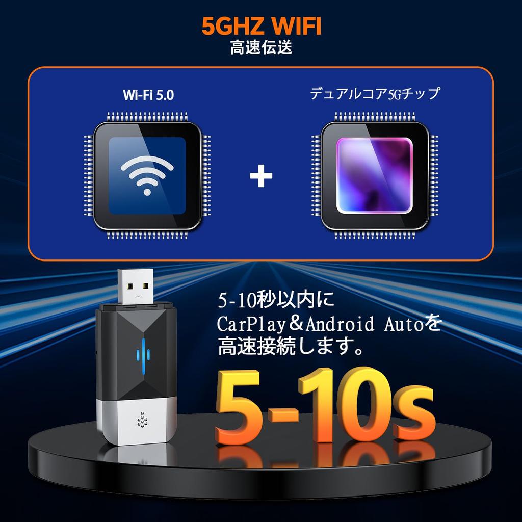 Volam 2 in 1 CarPlay & Android Auto Wireless Adapter, 5.0 Bluetooth & 5G