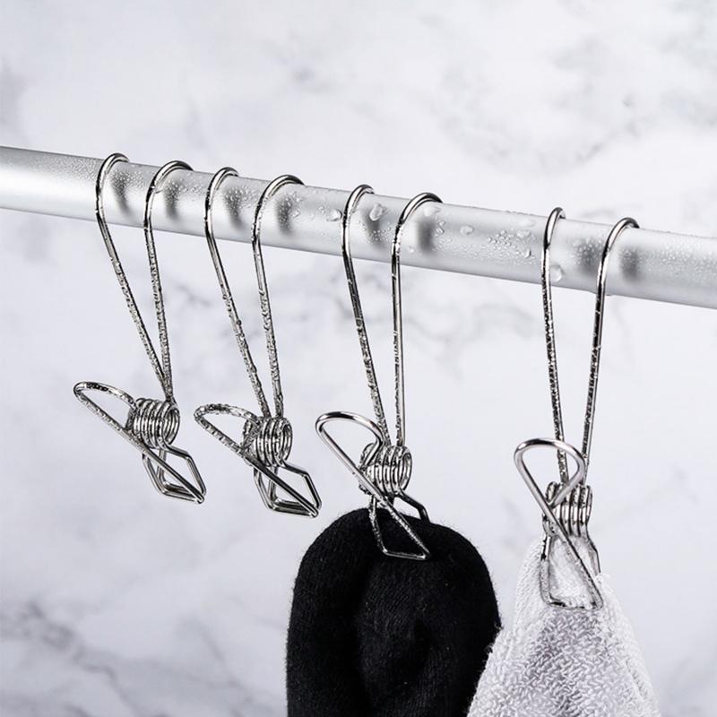 Stainless Steel Clothes Pegs Laundry Storage Clip Hooks Photo Clip Bathroom Clothespins Towel Clip Kitchen Organizer Holder Rack